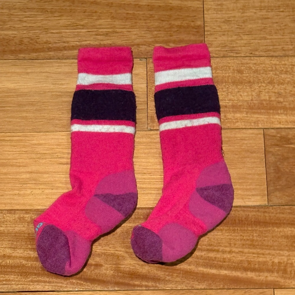 Smartwool Pink and Purple Kids Ski Socks